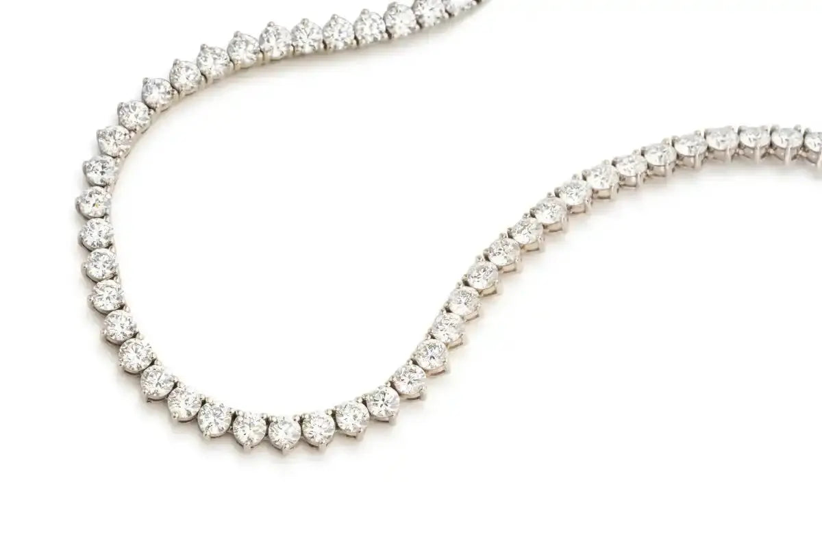 34-ctw-three-prong-lab-diamond-tennis-necklace-necklace-8215358 - VELA JEWELLERS