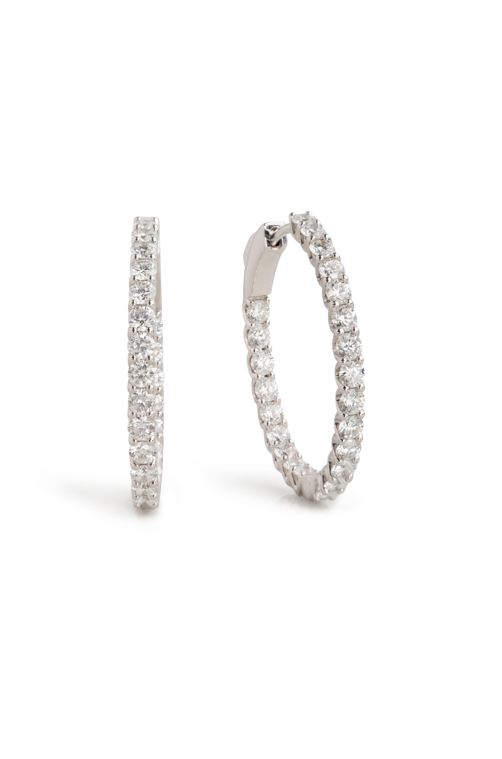 Inner Light Hoops Classic- 14k White Gold Inside-Out Round Lab Diamond Hoop Earrings (1.25ctw)