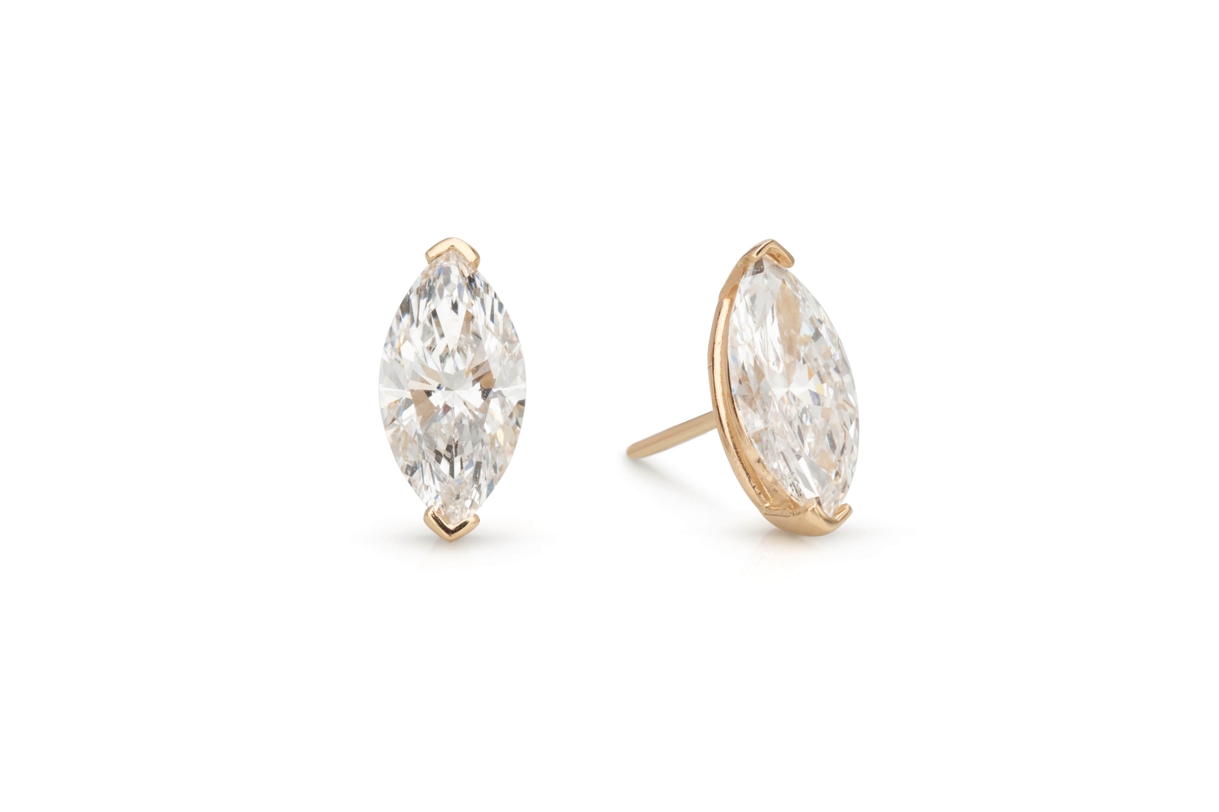 Isabella Studs- 14k Yellow Gold Marquise Lab Diamond Stud Earrings