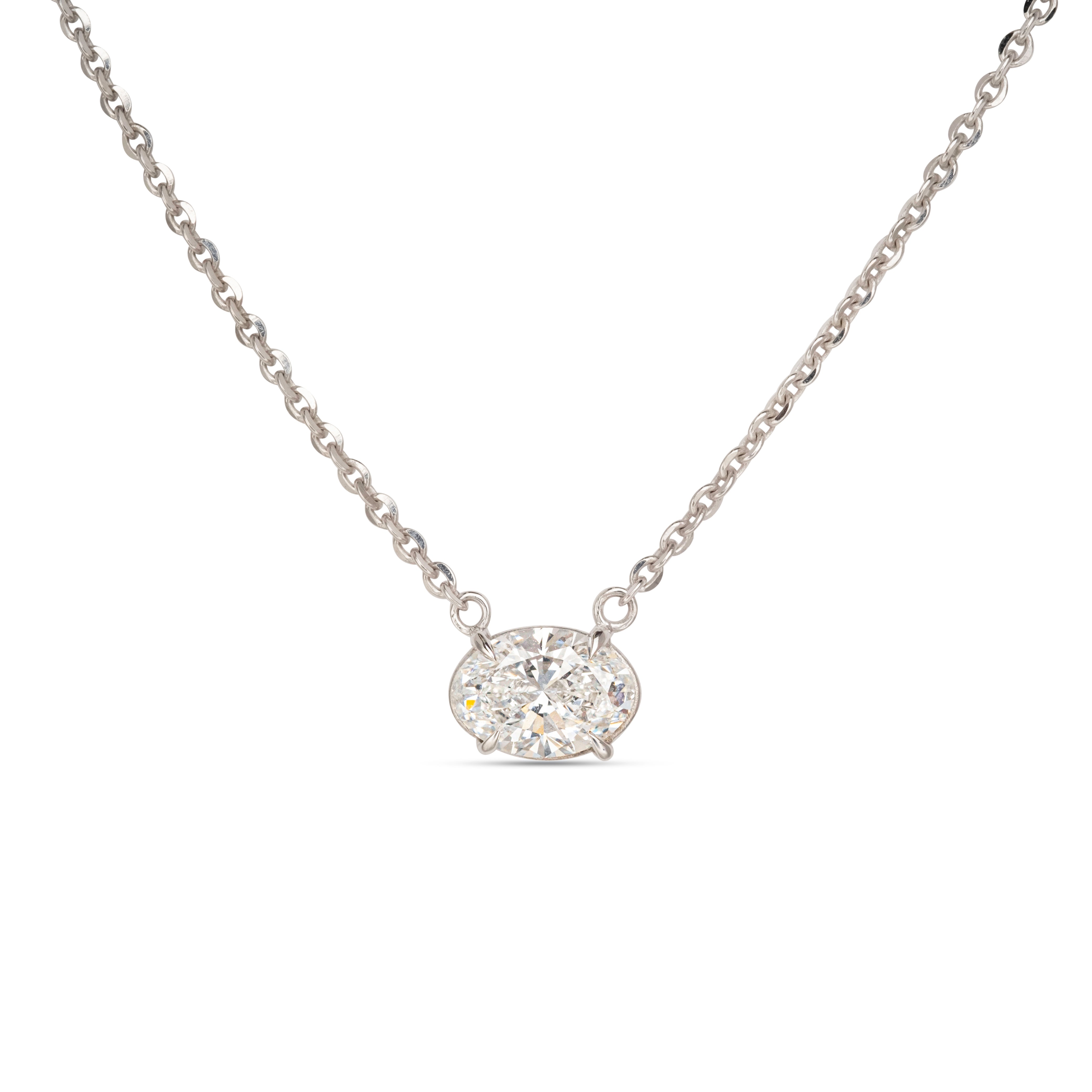 1 ct Oval East-west Lab Diamond Solitaire on Chain