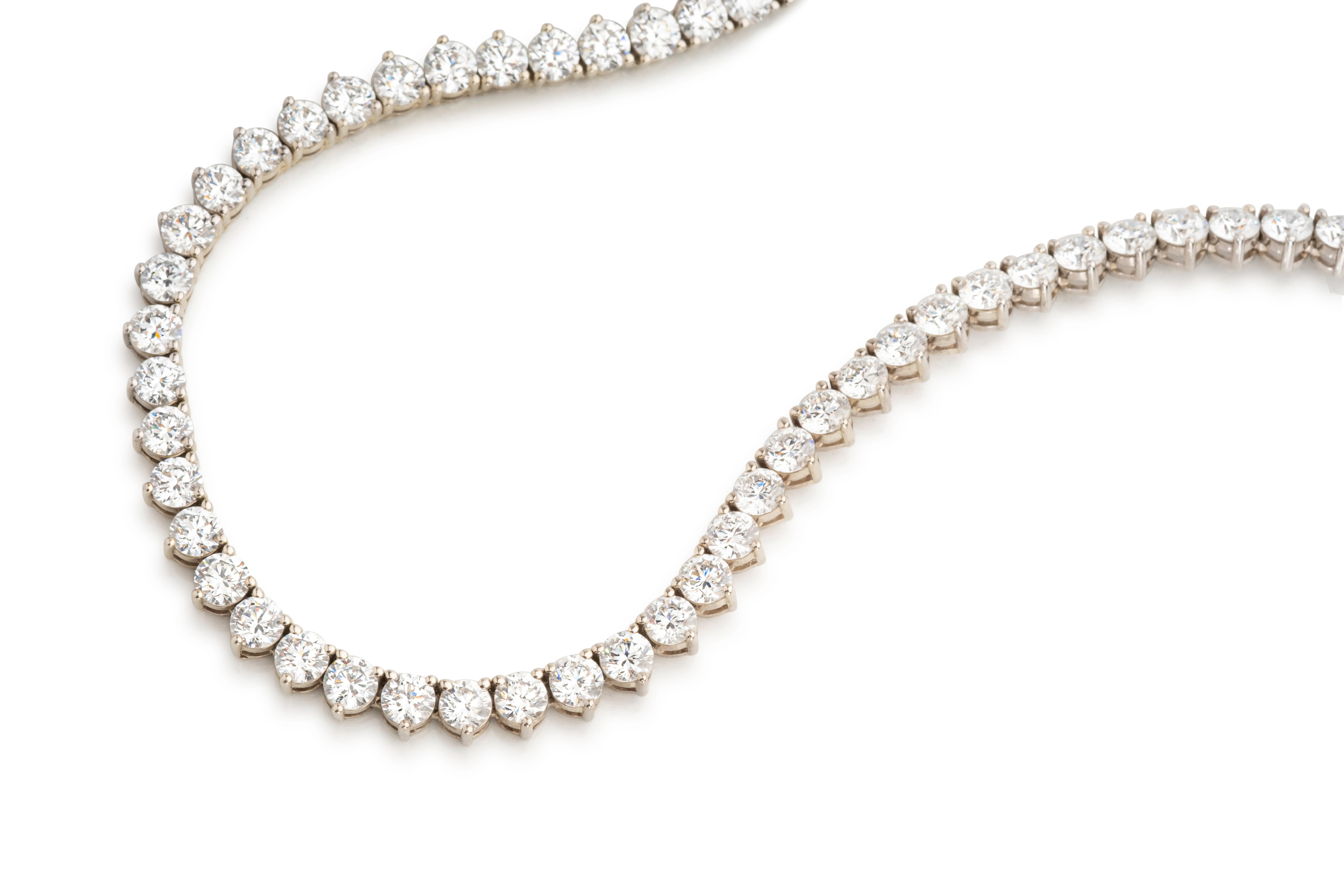 34 ctw Three-Prong Lab Diamond Tennis necklace